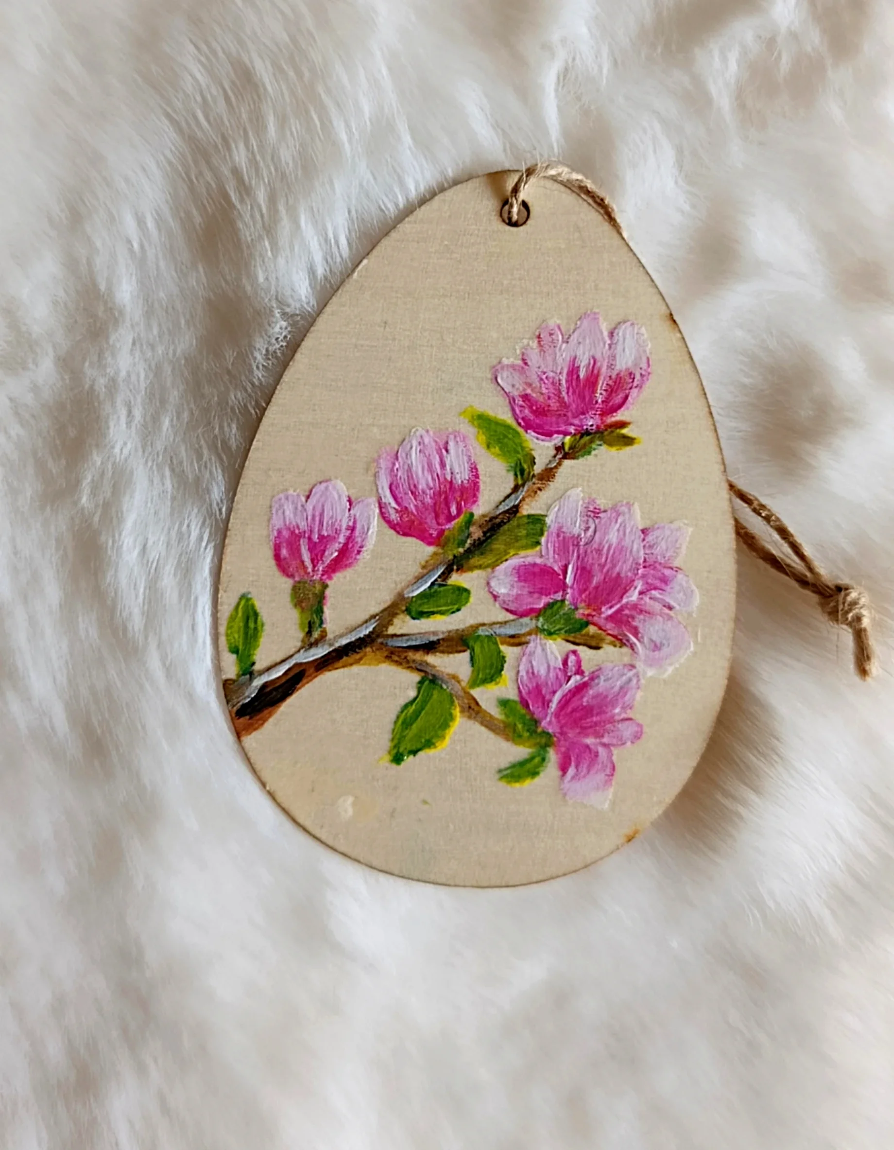 Dřevěné dekorační vajíčko s jarními květy - 2