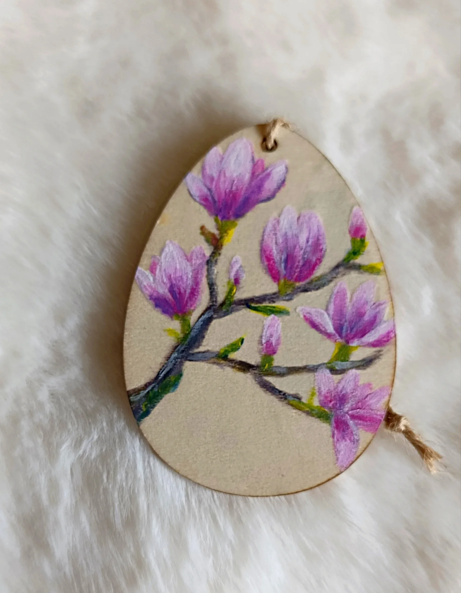 Dřevěné dekorační vajíčko s jarními květy - 3