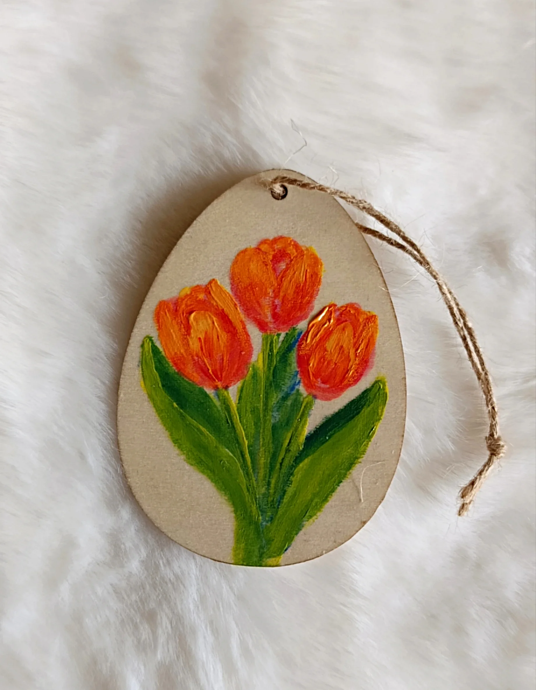 Dřevěné dekorační vajíčko s jarními květy - 5